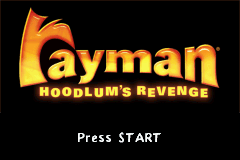 Rayman Hoodlum's Revenge title screen for GameBoy Advance